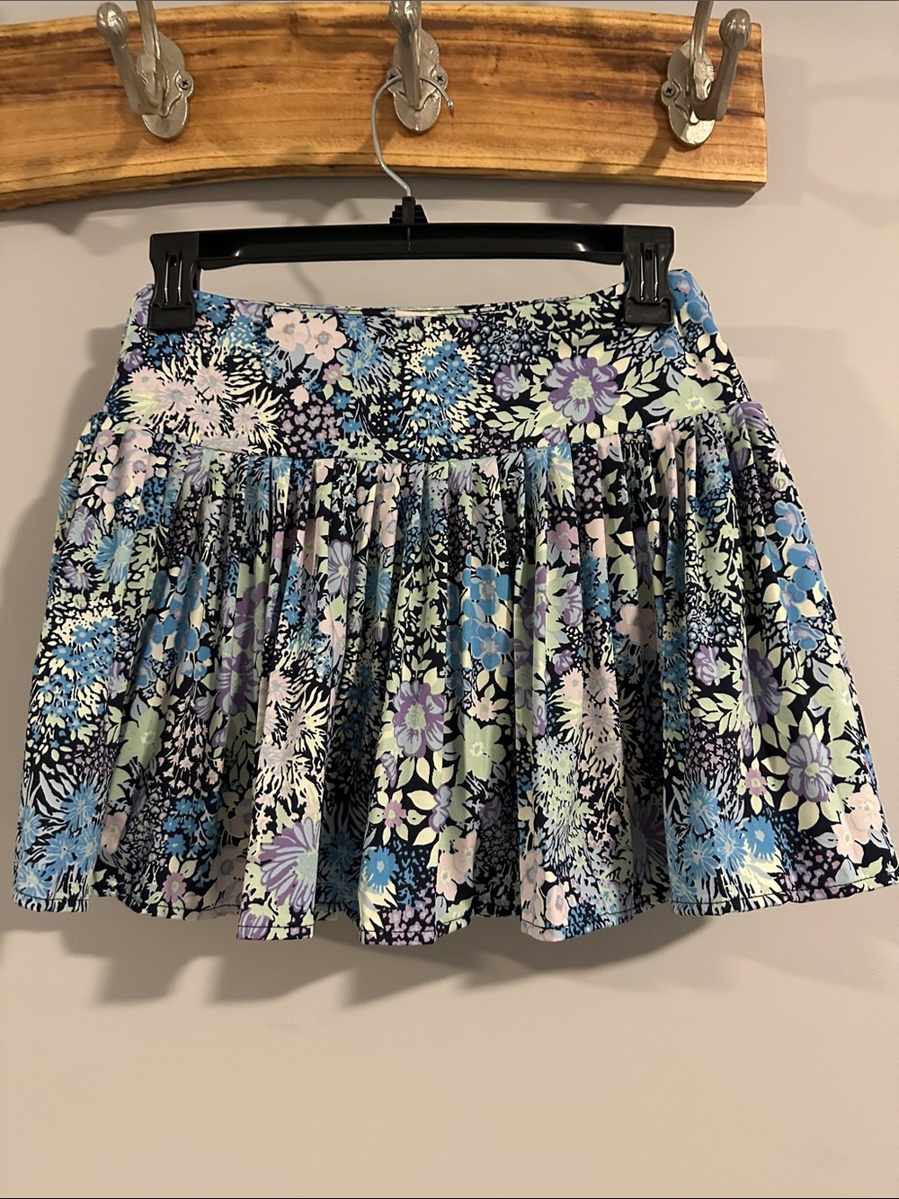 Laura Ashley Floral Pleated Mini Skirt in Blue and Lavender